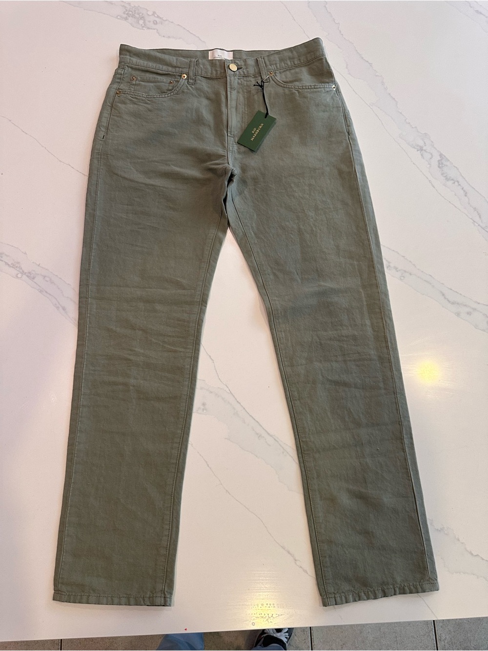 Sid Mashburn Men’s Slim Straight Jeans in Olive Green